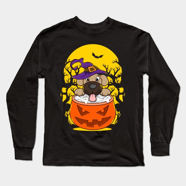 Halloween Puppy Wizard Cute Dog Obsessed Long Sleeve T-Shirt by theperfectpresents